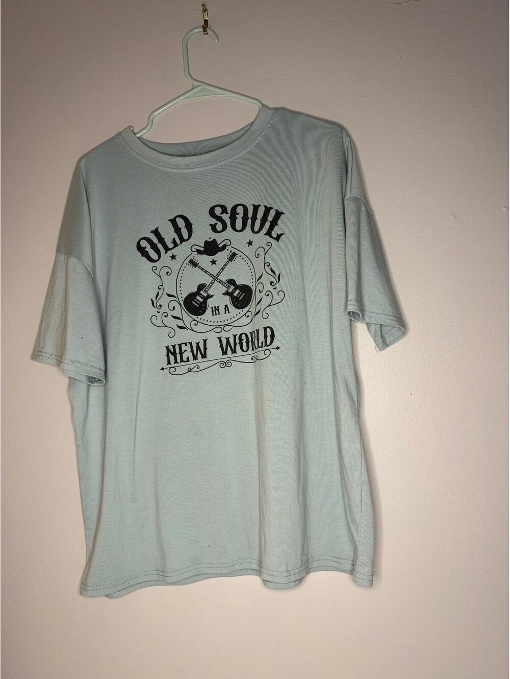 Light blue Old Soul New World graphic T-shirt